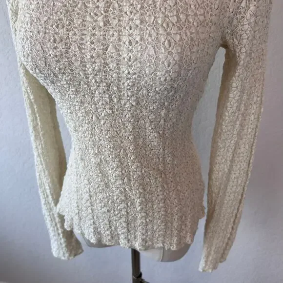 Natural Life Lace Layering Top in Ivory Long Sleeve size Medium Boho Coastal - Picture 4 of 9